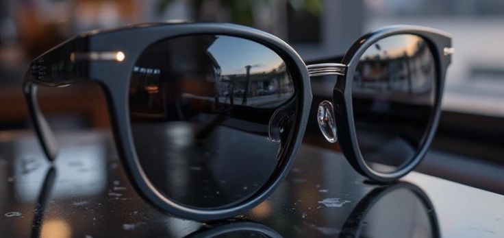 stunning black aviator glasses reflecting sunset hues